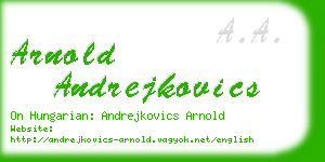 arnold andrejkovics business card
